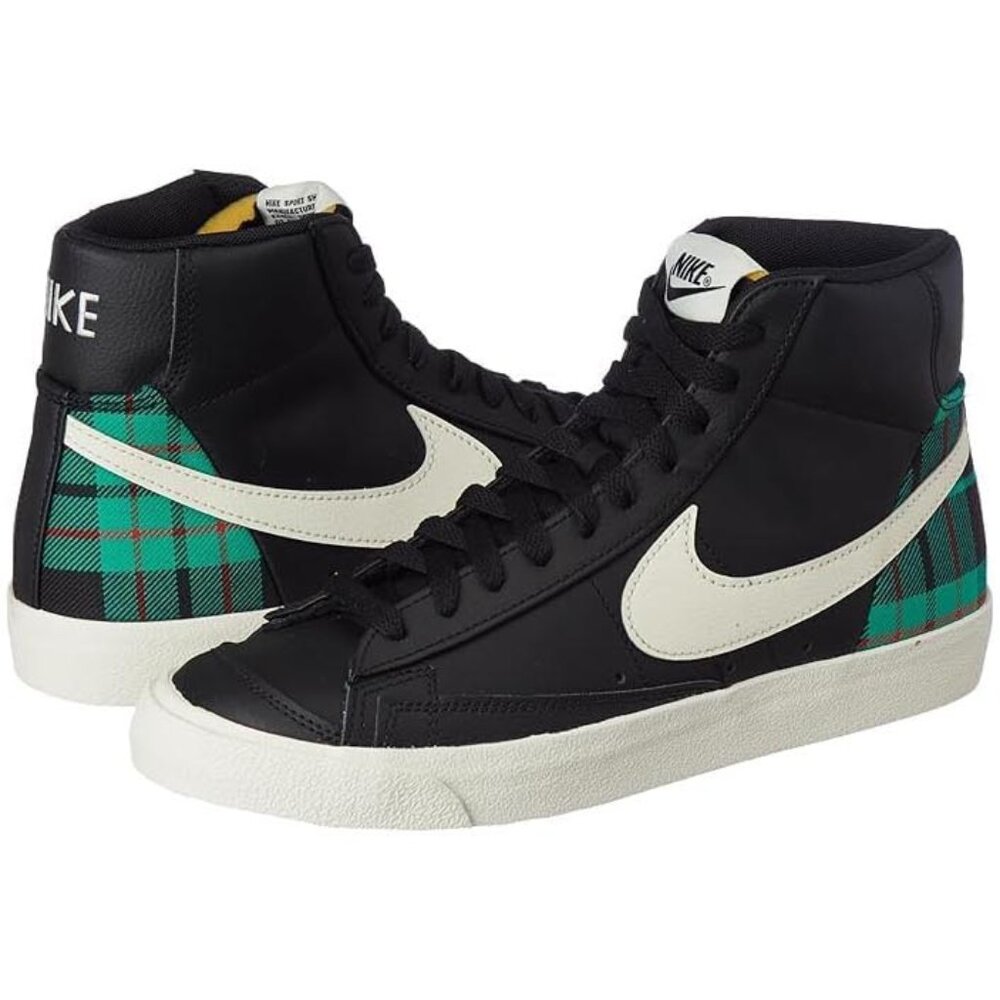 Nike Men's SB Zoom Blazer Mid Shoe (Black/Pale Ivory/Tartan Plaid)